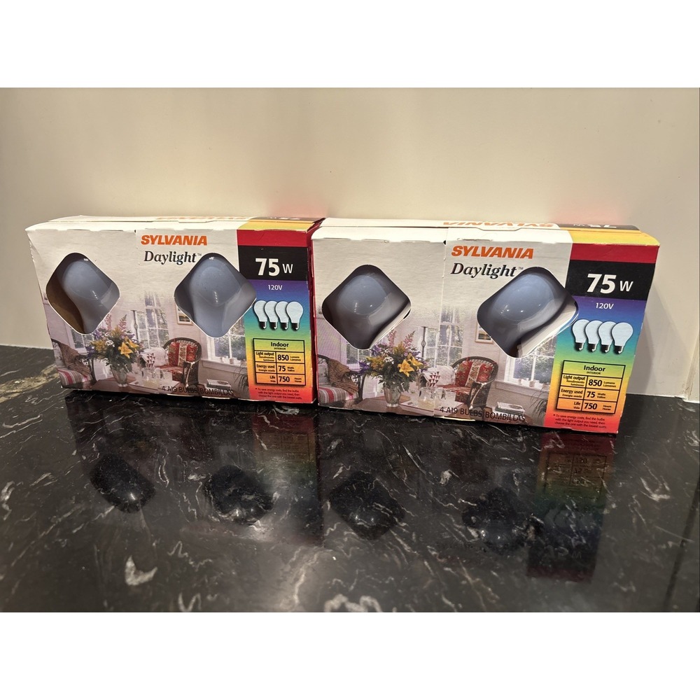 Sylvania 75w DayLight Bulbs A19- 2 Pack- 8 Bulbs